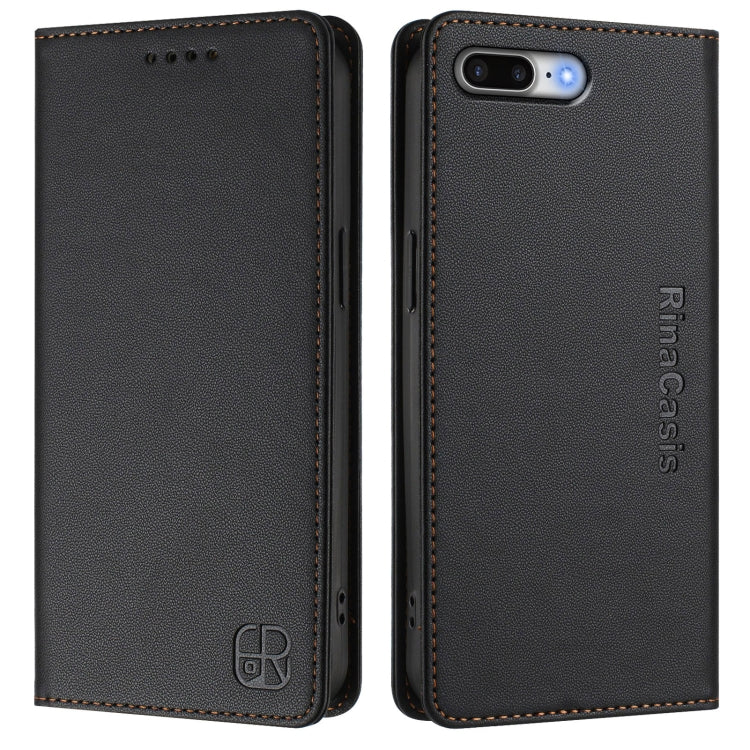 For iPhone 7 Plus / 8 Plus RC01 Dual-Folded Magnetic Suction RFID Leather Phone Case