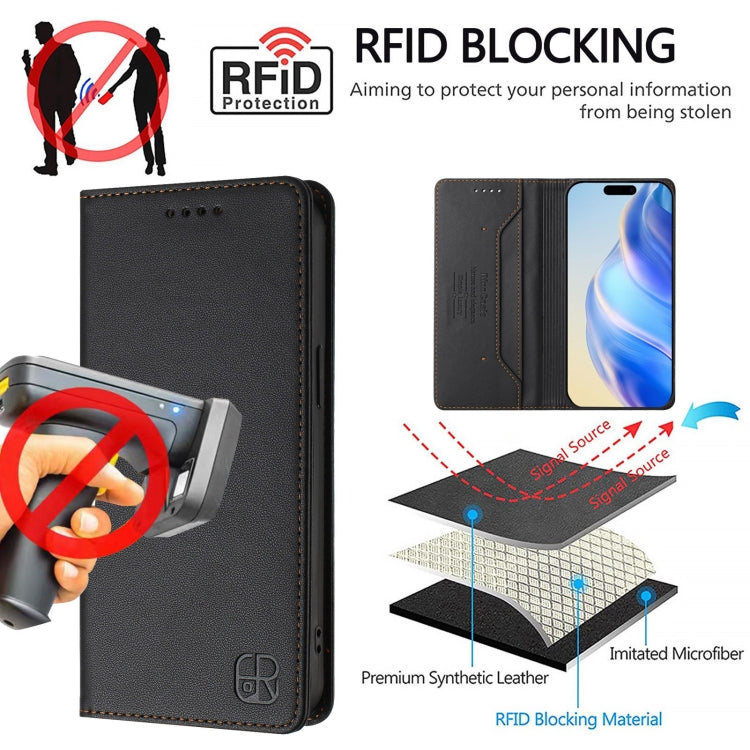 For iPhone 7 Plus / 8 Plus RC01 Dual-Folded Magnetic Suction RFID Leather Phone Case