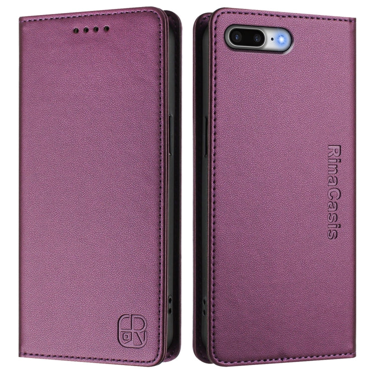 For iPhone 7 Plus / 8 Plus RC01 Dual-Folded Magnetic Suction RFID Leather Phone Case