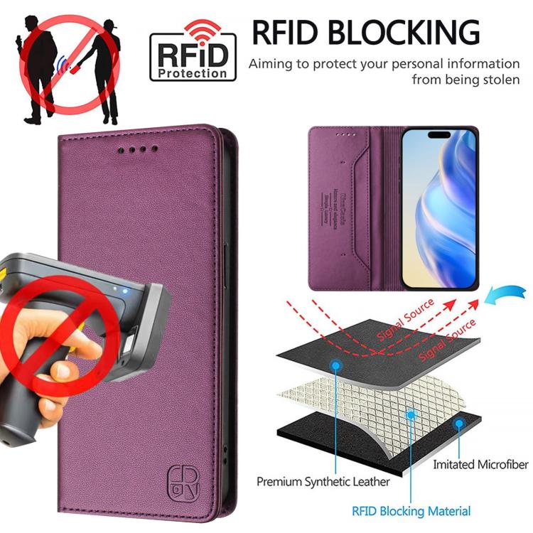 For iPhone 17 Pro Max RC01 Dual-Folded Magnetic Suction RFID Leather Phone Case