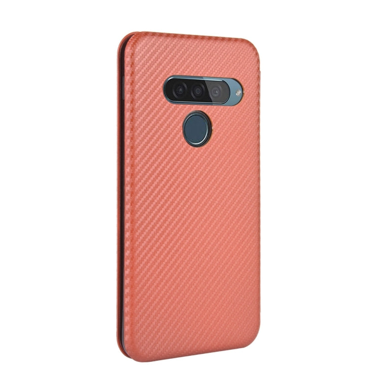 For LG G8s ThinQ Carbon Fiber Texture Horizontal Flip TPU + PC + PU Leather Case with Card Slot
