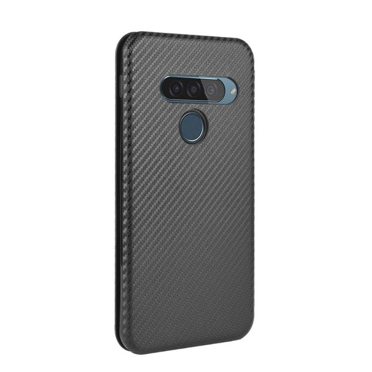 For LG G8s ThinQ Carbon Fiber Texture Horizontal Flip TPU + PC + PU Leather Case with Card Slot