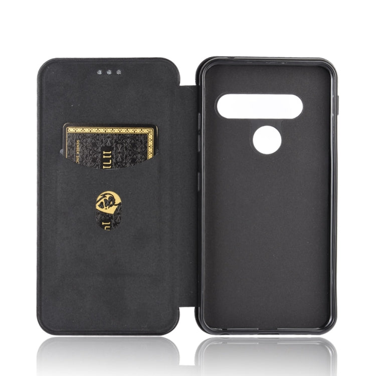 For LG G8s ThinQ Carbon Fiber Texture Horizontal Flip TPU + PC + PU Leather Case with Card Slot