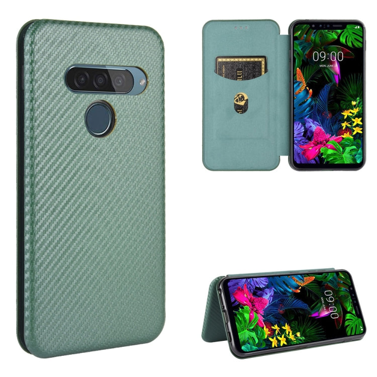 For LG G8s ThinQ Carbon Fiber Texture Horizontal Flip TPU + PC + PU Leather Case with Card Slot