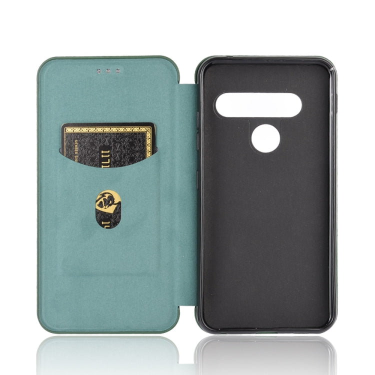 For LG G8s ThinQ Carbon Fiber Texture Horizontal Flip TPU + PC + PU Leather Case with Card Slot