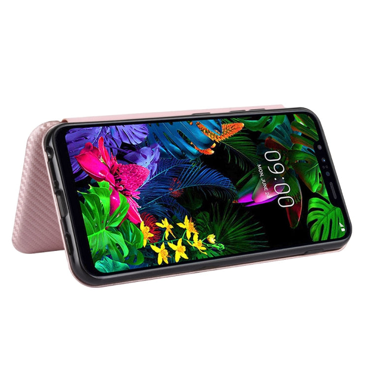 For LG G8s ThinQ Carbon Fiber Texture Horizontal Flip TPU + PC + PU Leather Case with Card Slot