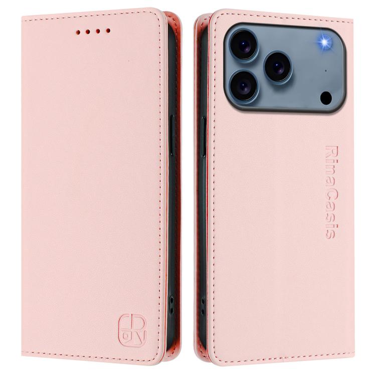 For iPhone 17 Pro RC01 Dual-Folded Magnetic Suction RFID Leather Phone Case