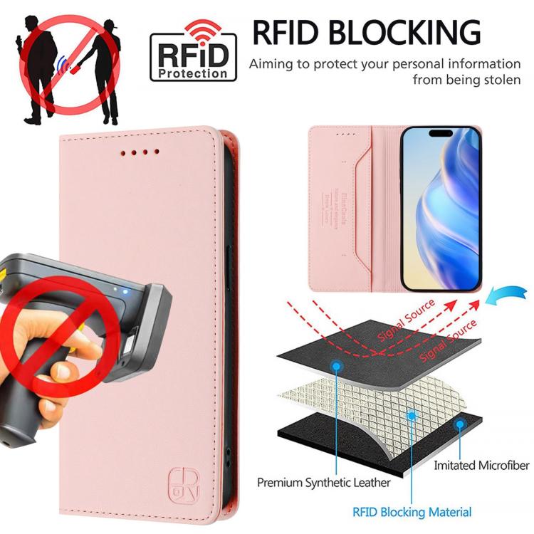 For iPhone 17 Pro RC01 Dual-Folded Magnetic Suction RFID Leather Phone Case