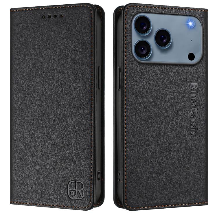 For iPhone 17 Pro RC01 Dual-Folded Magnetic Suction RFID Leather Phone Case