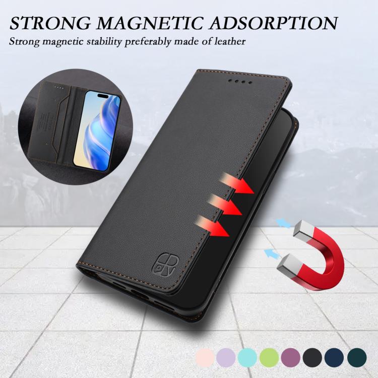 For iPhone 17 Pro RC01 Dual-Folded Magnetic Suction RFID Leather Phone Case