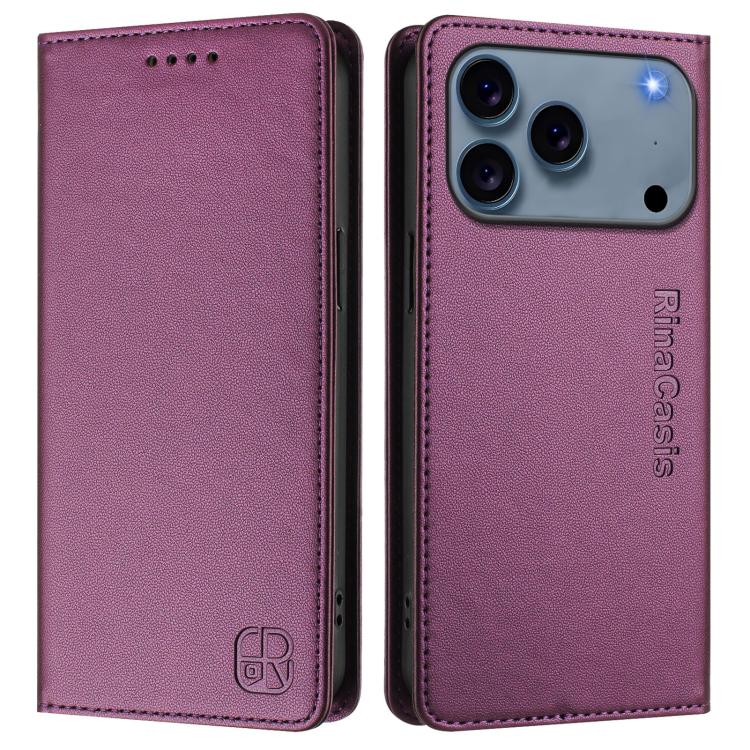 For iPhone 17 Pro RC01 Dual-Folded Magnetic Suction RFID Leather Phone Case