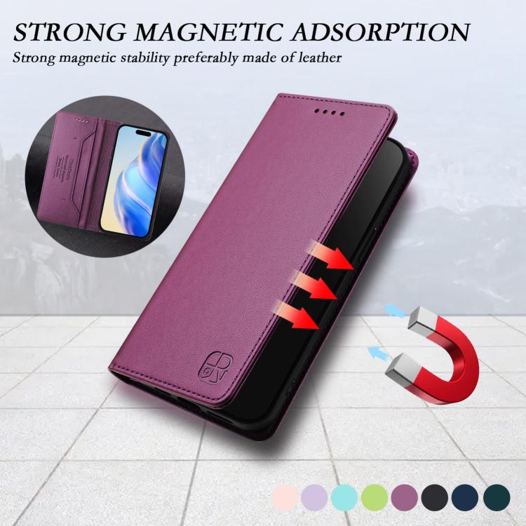 For iPhone 17 Pro RC01 Dual-Folded Magnetic Suction RFID Leather Phone Case