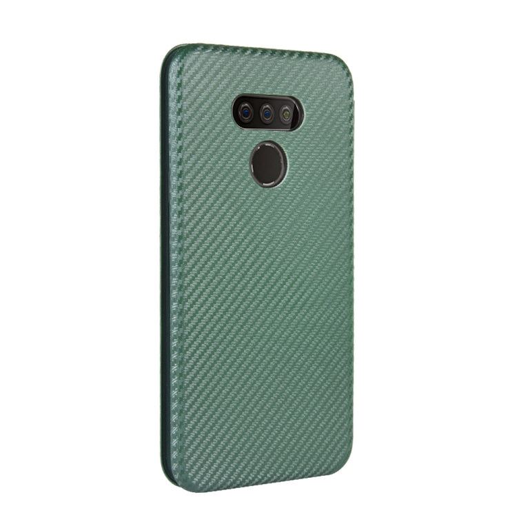 For LG Harmony 4 Carbon Fiber Texture Horizontal Flip TPU + PC + PU Leather Case with Card Slot