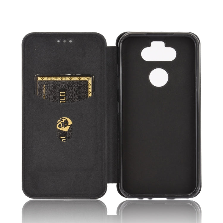 For LG K31 Carbon Fiber Texture Horizontal Flip TPU + PC + PU Leather Case with Card Slot
