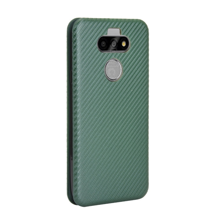 For LG K31 Carbon Fiber Texture Horizontal Flip TPU + PC + PU Leather Case with Card Slot