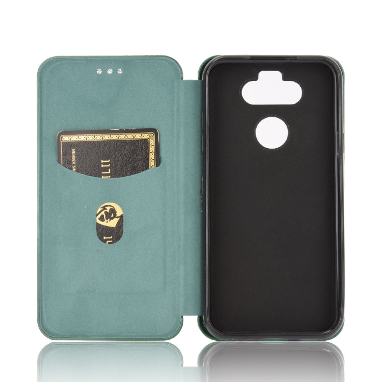 For LG K31 Carbon Fiber Texture Horizontal Flip TPU + PC + PU Leather Case with Card Slot