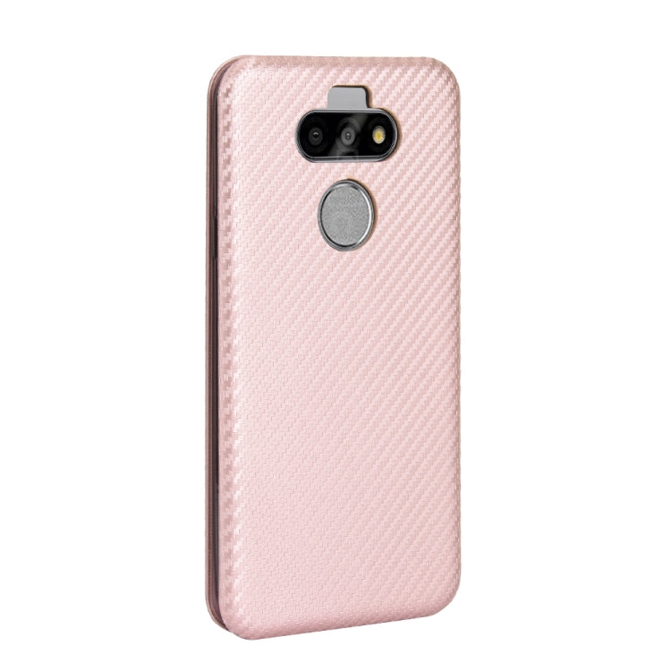 For LG K31 Carbon Fiber Texture Horizontal Flip TPU + PC + PU Leather Case with Card Slot