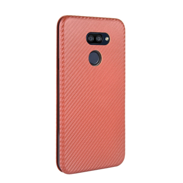 For LG K40S Carbon Fiber Texture Horizontal Flip TPU + PC + PU Leather Case with Card Slot