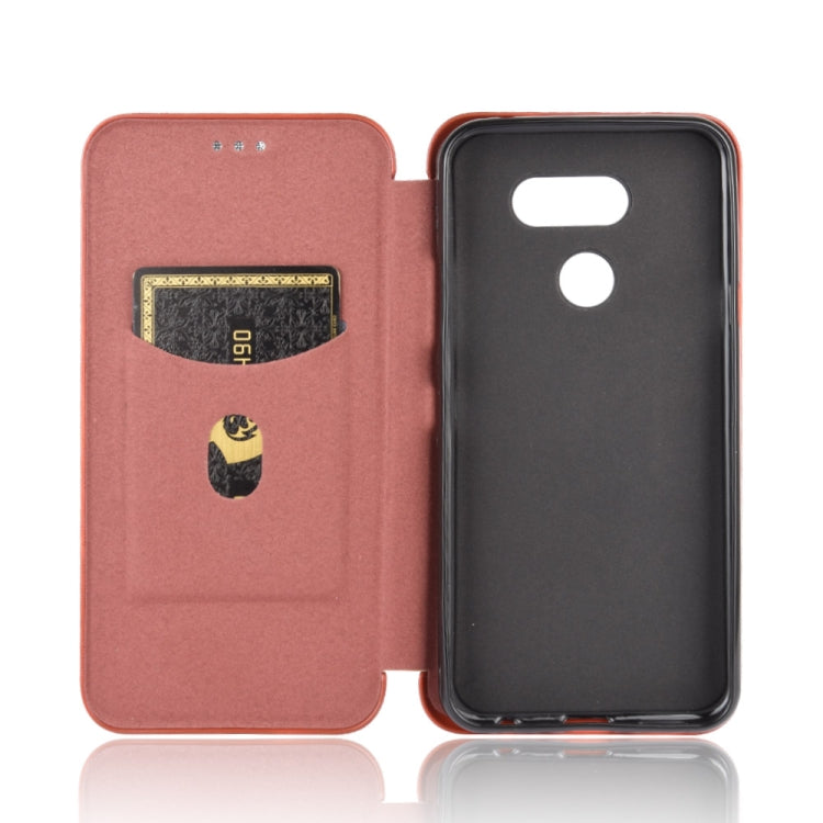 For LG K40S Carbon Fiber Texture Horizontal Flip TPU + PC + PU Leather Case with Card Slot