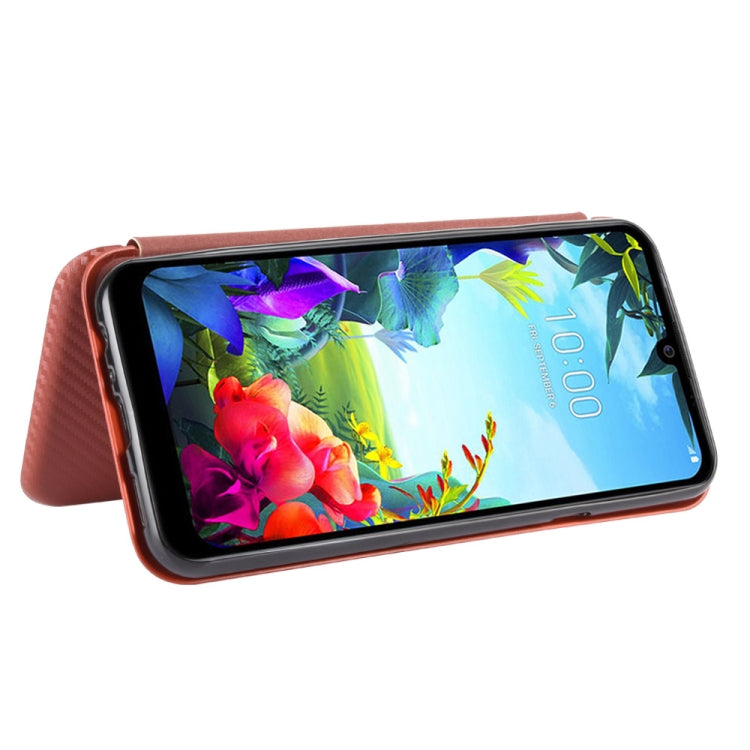For LG K40S Carbon Fiber Texture Horizontal Flip TPU + PC + PU Leather Case with Card Slot