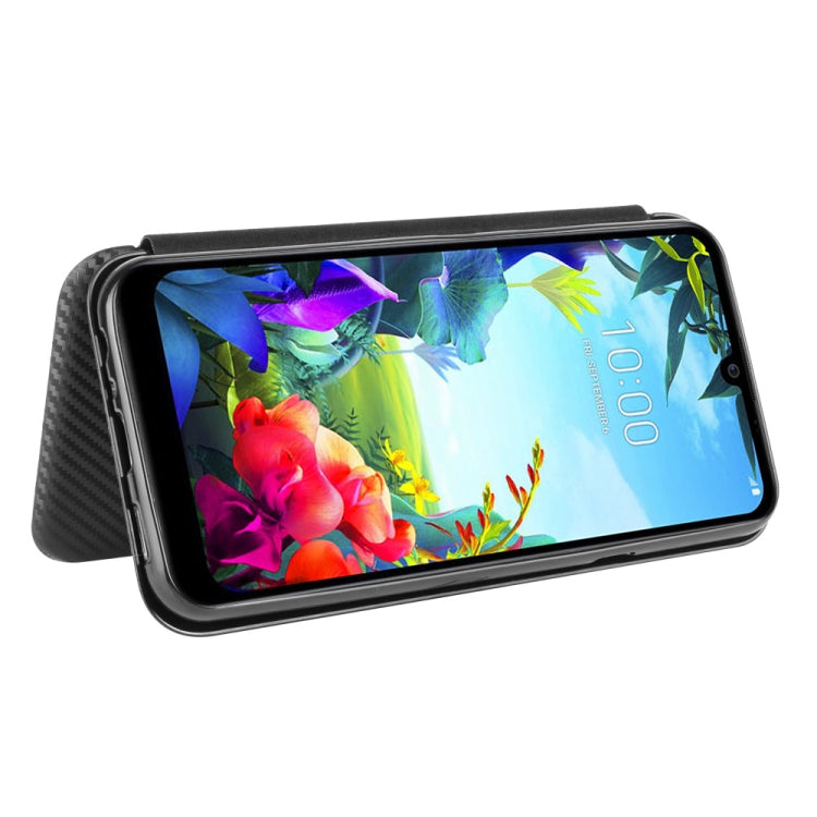 For LG K40S Carbon Fiber Texture Horizontal Flip TPU + PC + PU Leather Case with Card Slot