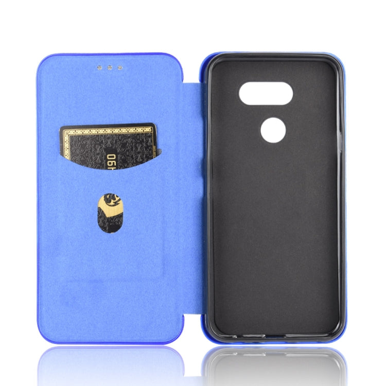 For LG K40S Carbon Fiber Texture Horizontal Flip TPU + PC + PU Leather Case with Card Slot