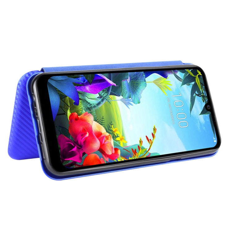For LG K40S Carbon Fiber Texture Horizontal Flip TPU + PC + PU Leather Case with Card Slot