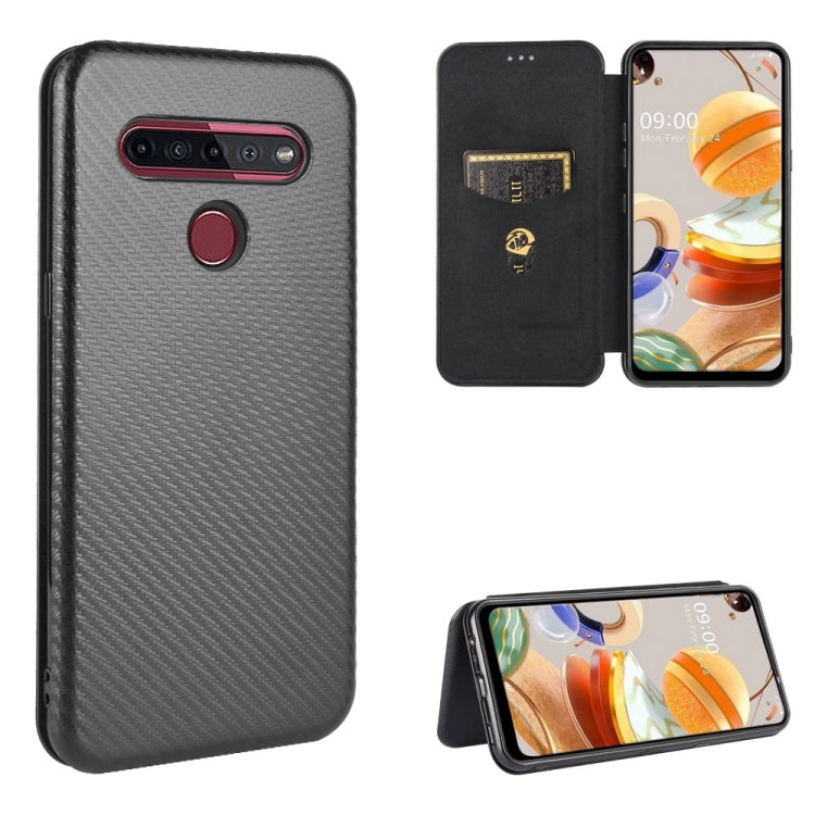 For LG K41S / K51S Carbon Fiber Texture Horizontal Flip TPU + PC + PU Leather Case with Card Slot