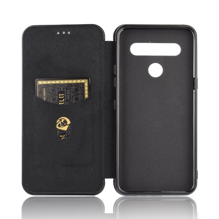 For LG K41S / K51S Carbon Fiber Texture Horizontal Flip TPU + PC + PU Leather Case with Card Slot
