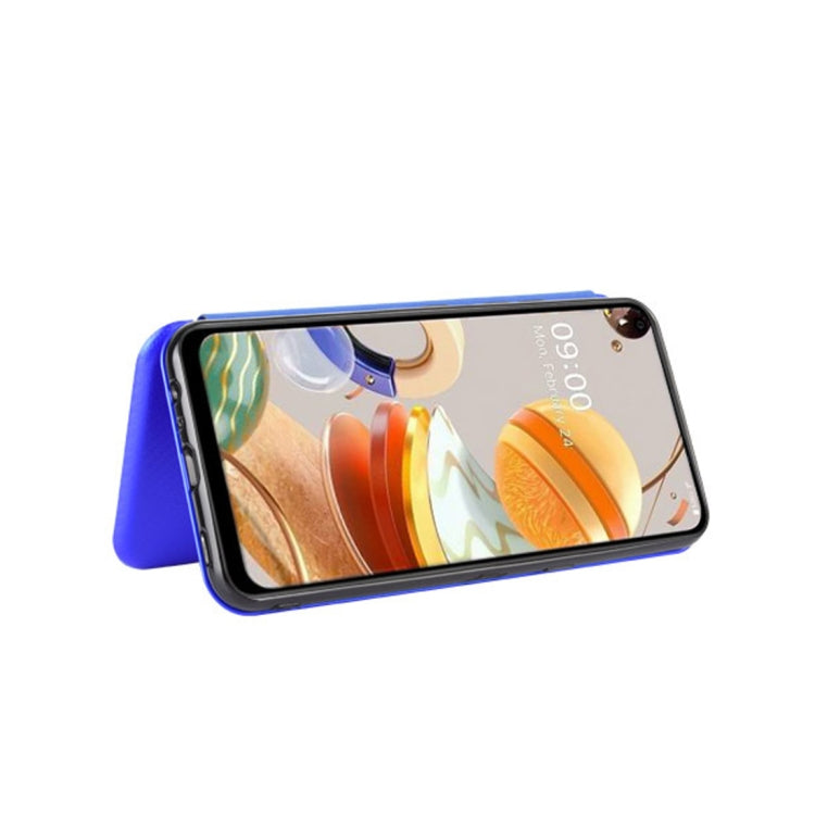 For LG K41S / K51S Carbon Fiber Texture Horizontal Flip TPU + PC + PU Leather Case with Card Slot