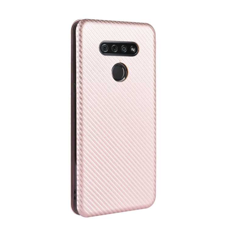 For LG K51 / Q51 Carbon Fiber Texture Horizontal Flip TPU + PC + PU Leather Case with Card Slot