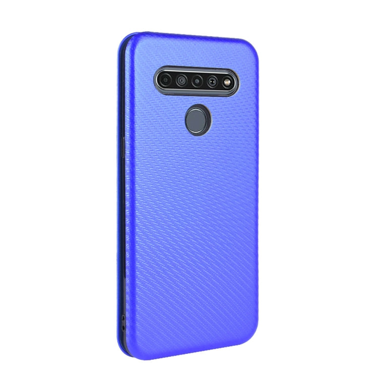 For LG K61 / Q61 Carbon Fiber Texture Horizontal Flip TPU + PC + PU Leather Case with Card Slot