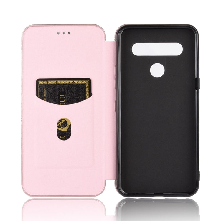 For LG K61 / Q61 Carbon Fiber Texture Horizontal Flip TPU + PC + PU Leather Case with Card Slot