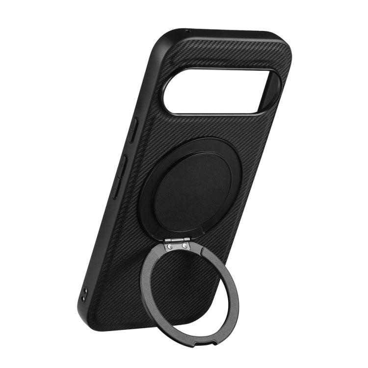 For Google Pixel 9 / Pixel 9 Pro ViLi TCY Series Kevlar Leather Texture Rotating Holder Phone Case - Black