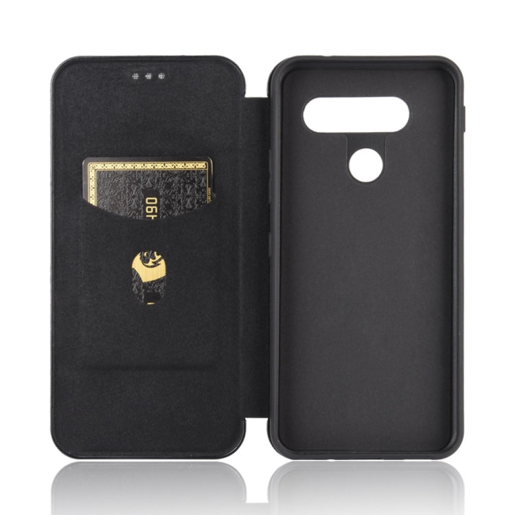 For LG Q70 Carbon Fiber Texture Horizontal Flip TPU + PC + PU Leather Case with Card Slot