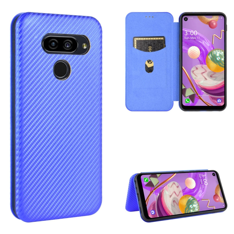 For LG Q70 Carbon Fiber Texture Horizontal Flip TPU + PC + PU Leather Case with Card Slot