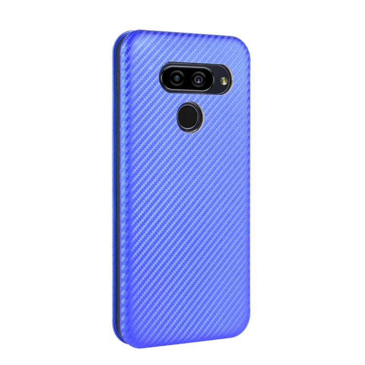 For LG Q70 Carbon Fiber Texture Horizontal Flip TPU + PC + PU Leather Case with Card Slot