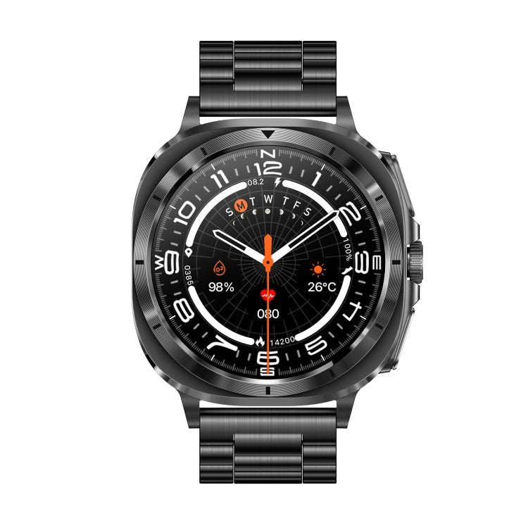 ET492 1.43 inch AMOLED Screen Steel Strap Smart Watch Supports ECG/Blood Sugar Monitoring - Black