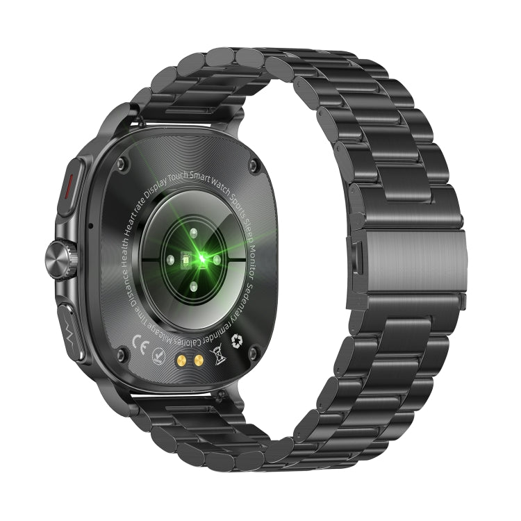 ET492 1.43 inch AMOLED Screen Steel Strap Smart Watch Supports ECG/Blood Sugar Monitoring - Black