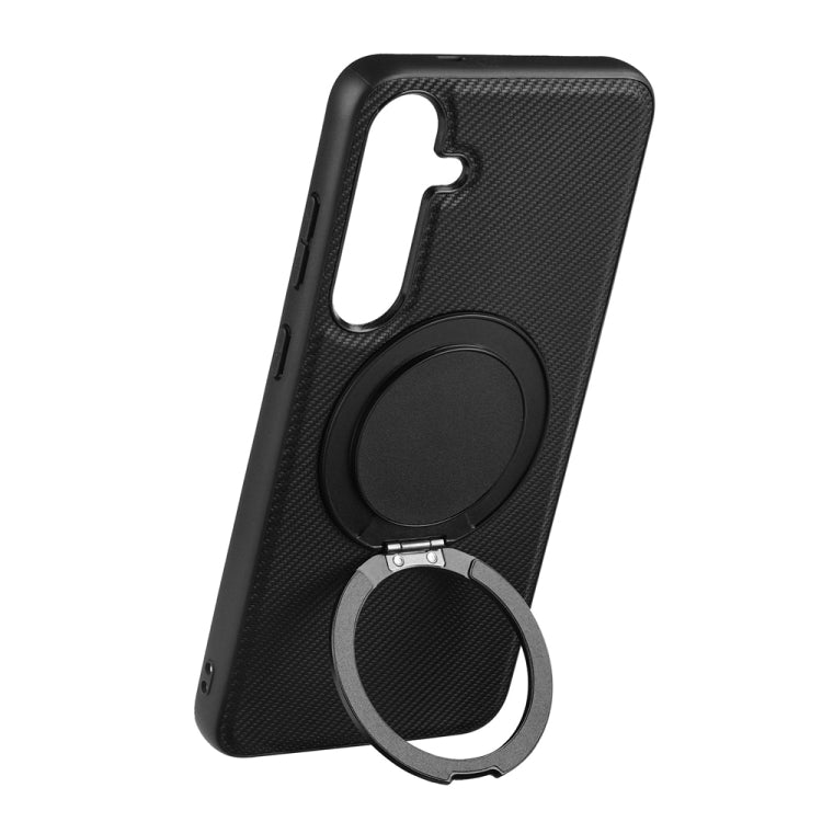 For Samsung Galaxy S25 5G ViLi TCY Series Kevlar Leather Texture Rotating Holder Phone Case - Black
