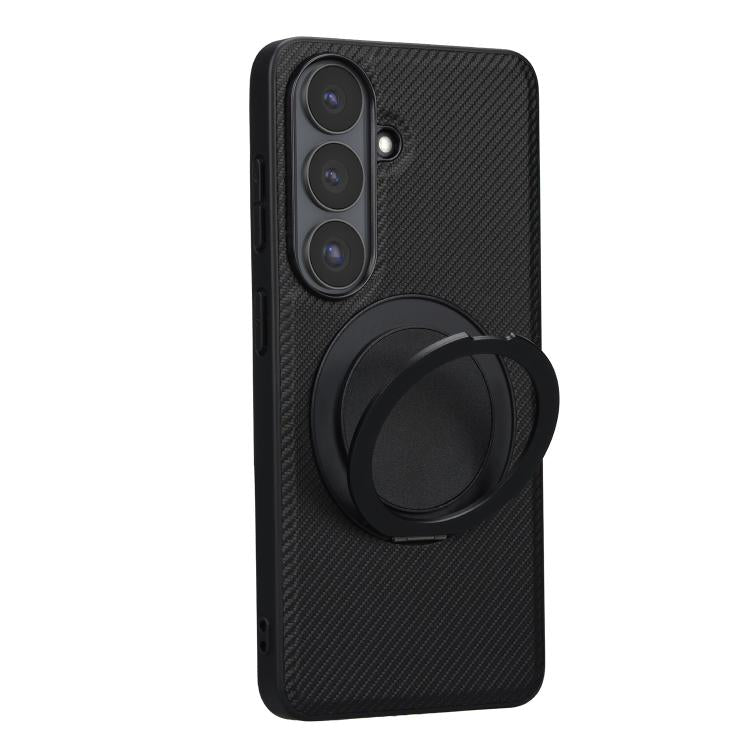 For Samsung Galaxy S26 5G ViLi TCY Series Kevlar Leather Texture Rotating Holder Phone Case - Black