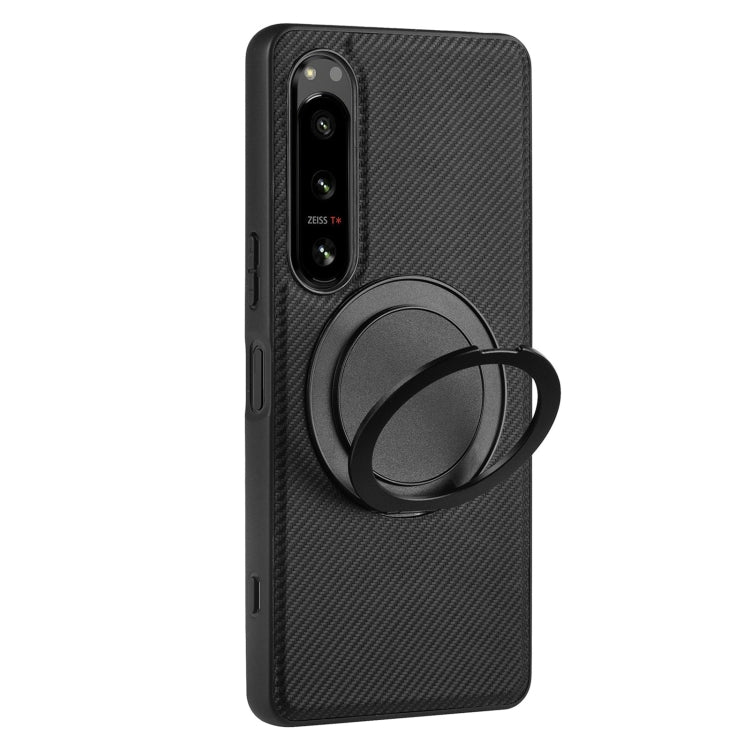 For Sony Xperia 1 IV ViLi TCY Series Kevlar Leather Texture Rotating Holder Phone Case - Black