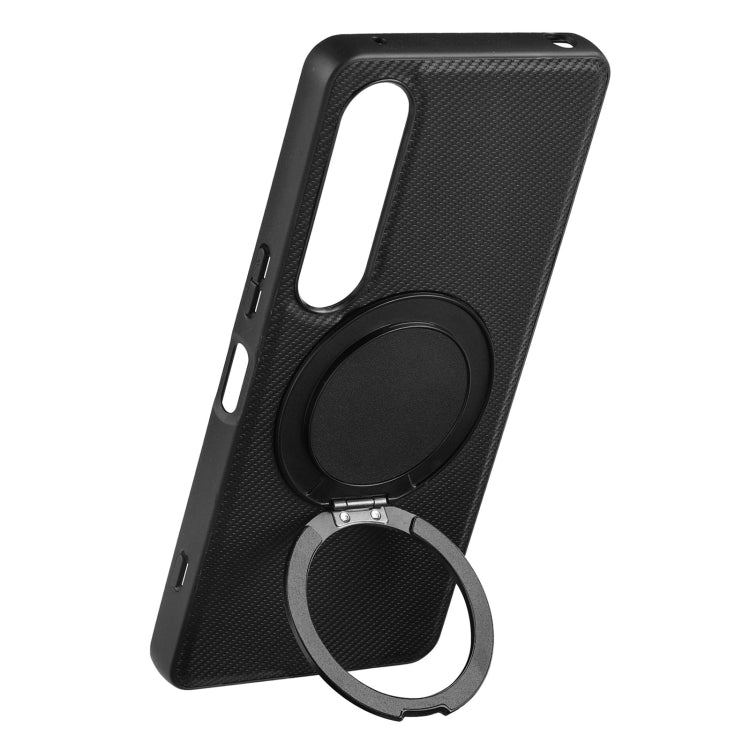 For Sony Xperia 1 V ViLi TCY Series Kevlar Leather Texture Rotating Holder Phone Case - Black