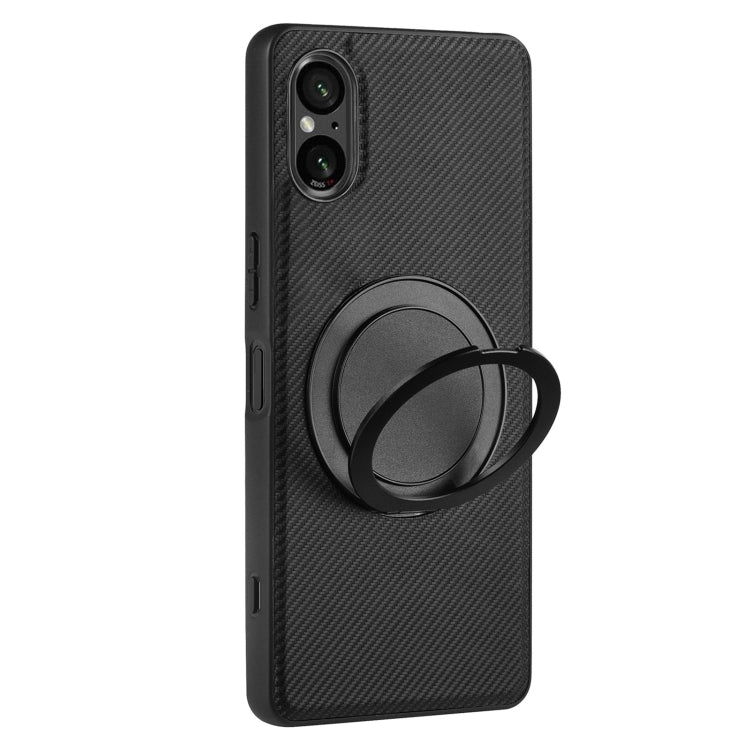 For Sony Xperia 5 V ViLi TCY Series Kevlar Leather Texture Rotating Holder Phone Case - Black