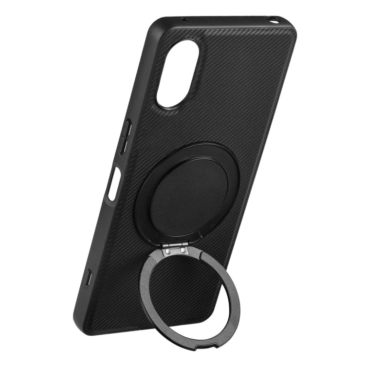 For Sony Xperia 10 VI ViLi TCY Series Kevlar Leather Texture Rotating Holder Phone Case - Black
