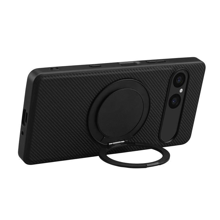 For Sony Xperia 10 VII ViLi TCY Series Kevlar Leather Texture Rotating Holder Phone Case - Black