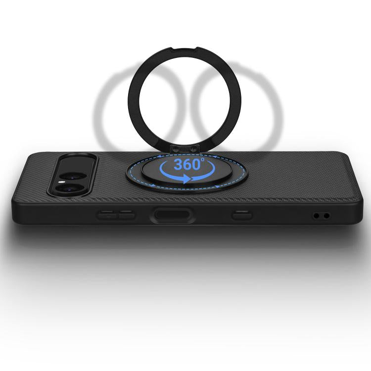 For Sony Xperia 10 VII ViLi TCY Series Kevlar Leather Texture Rotating Holder Phone Case - Black