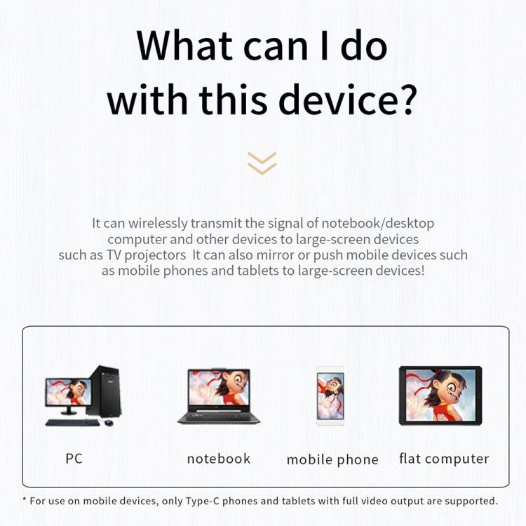 Q29+R39 1080P Type-C Wireless Screen Adapter - Black