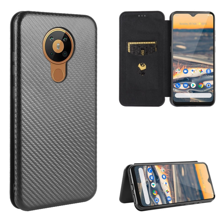 For Nokia 5.3 Carbon Fiber Texture Horizontal Flip TPU + PC + PU Leather Case with Card Slot