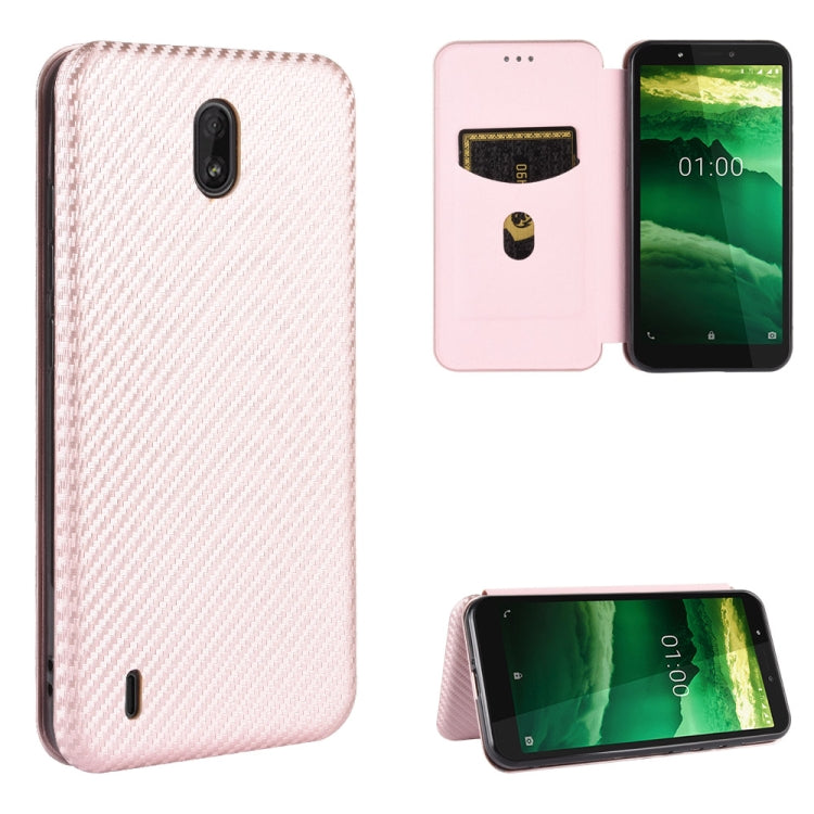 For Nokia C1 Carbon Fiber Texture Horizontal Flip TPU + PC + PU Leather Case with Card Slot